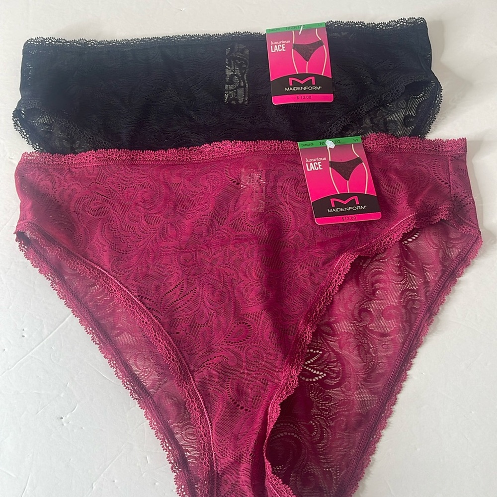 Maidenform Luxurious Lace High Leg Panties 2 Pairs Size Large / 7